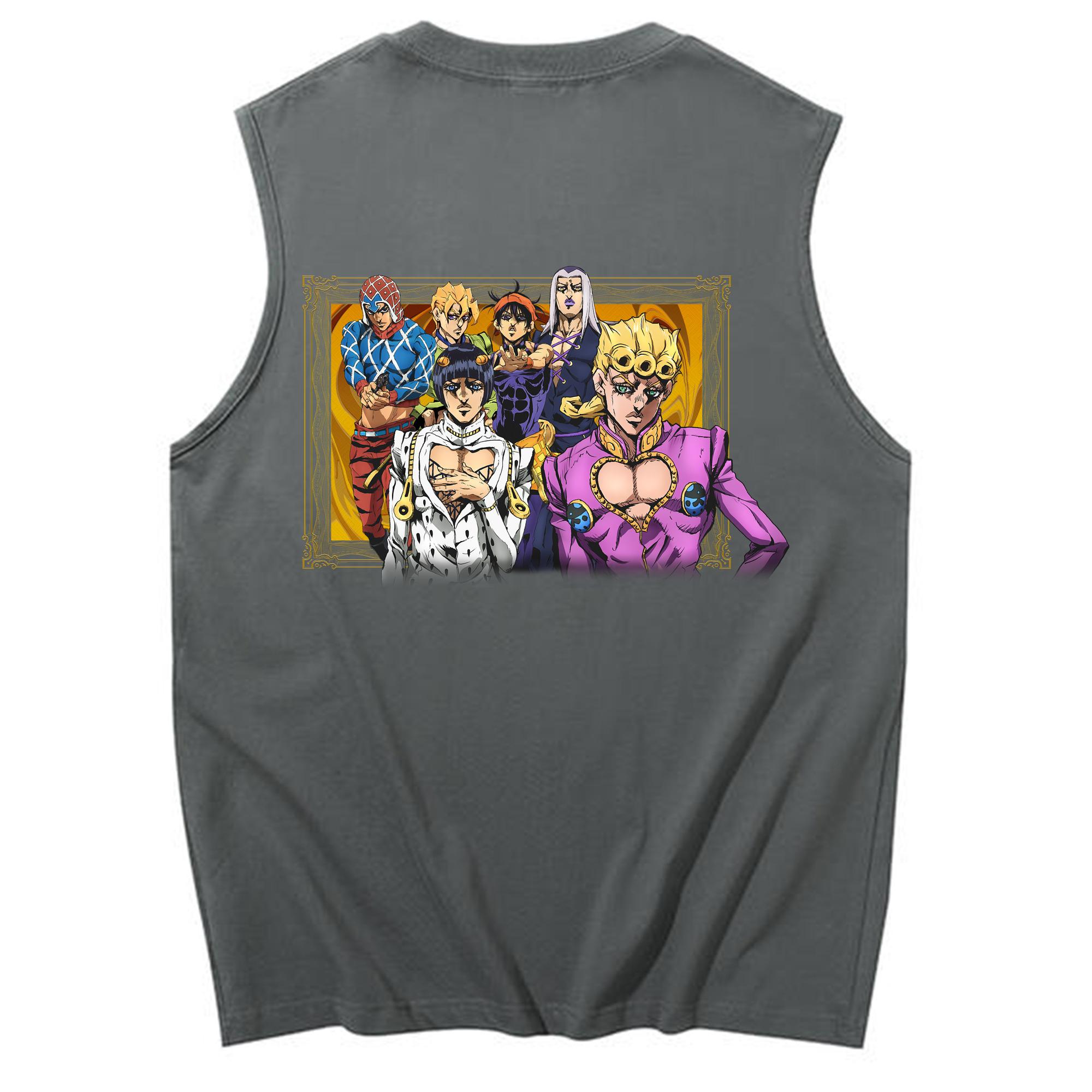 （画像用） ジョジョの奇妙な冒険 ジョルノ?ジョバァーナ JoJo's Bizarre Adventure Giorno Giovanna コットン100％タンクトップ（背面プリント）
